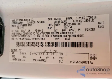 2018 Ford F150 Supercrew from USA, damaged, VIN 1FTEW1EG7JFD40566